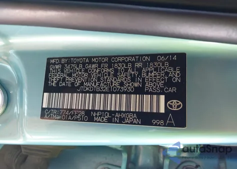 2014 Toyota Prius C Three z USA, uszkodzony, nr VIN JTDKDTB32E1073930